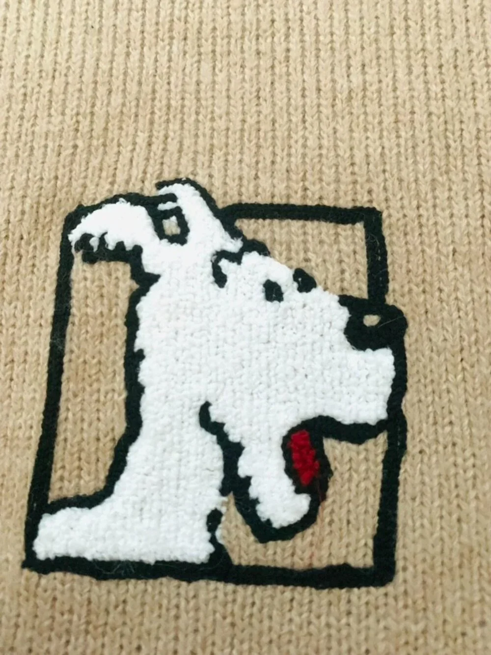 Vintage Tintin & Snowy Milou Sweater Comic Cartoon Character Wool Embroidered